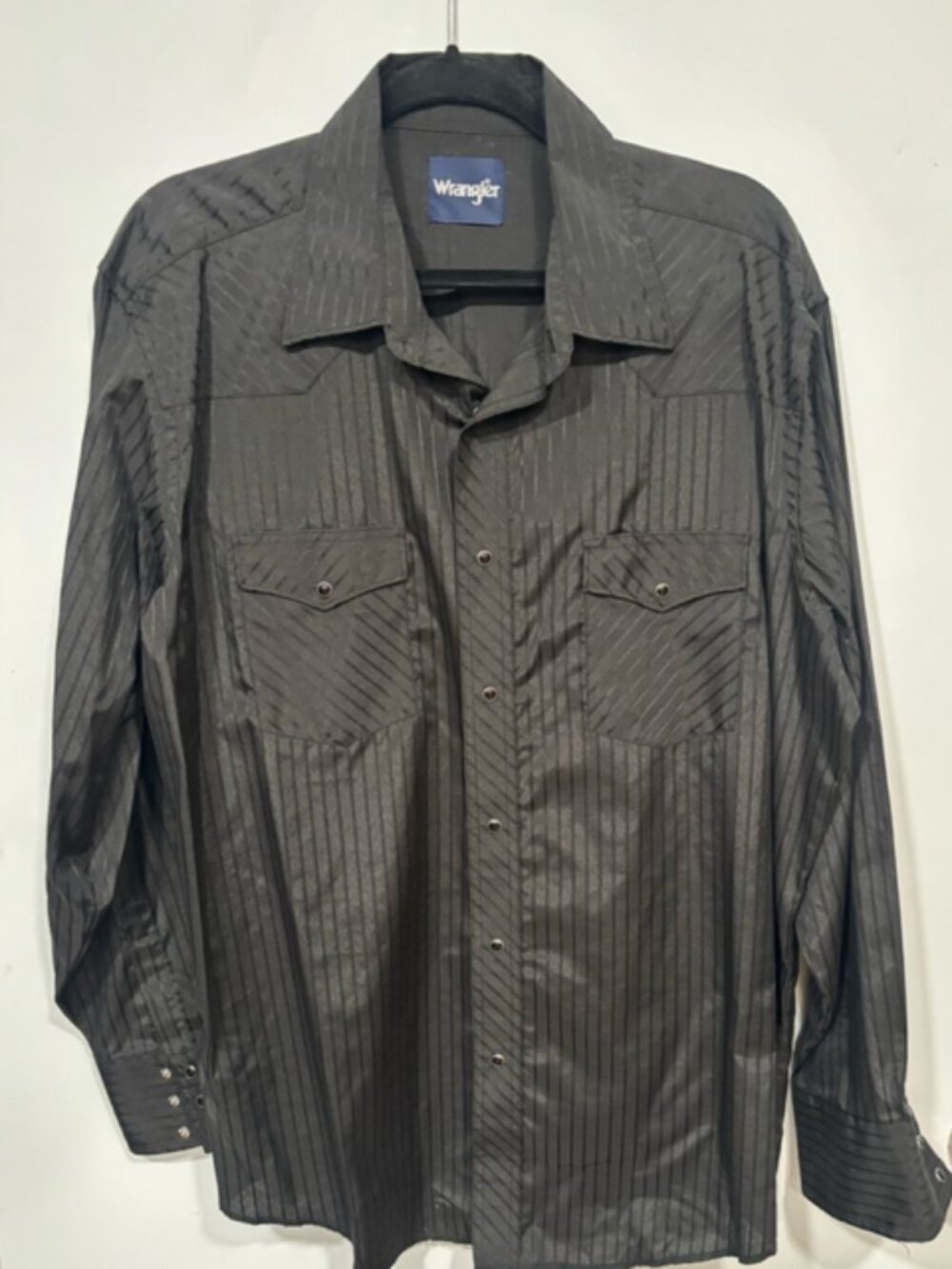 Wrangler Men’s XL Black Western Cowboy Snap Shirt Dressy
